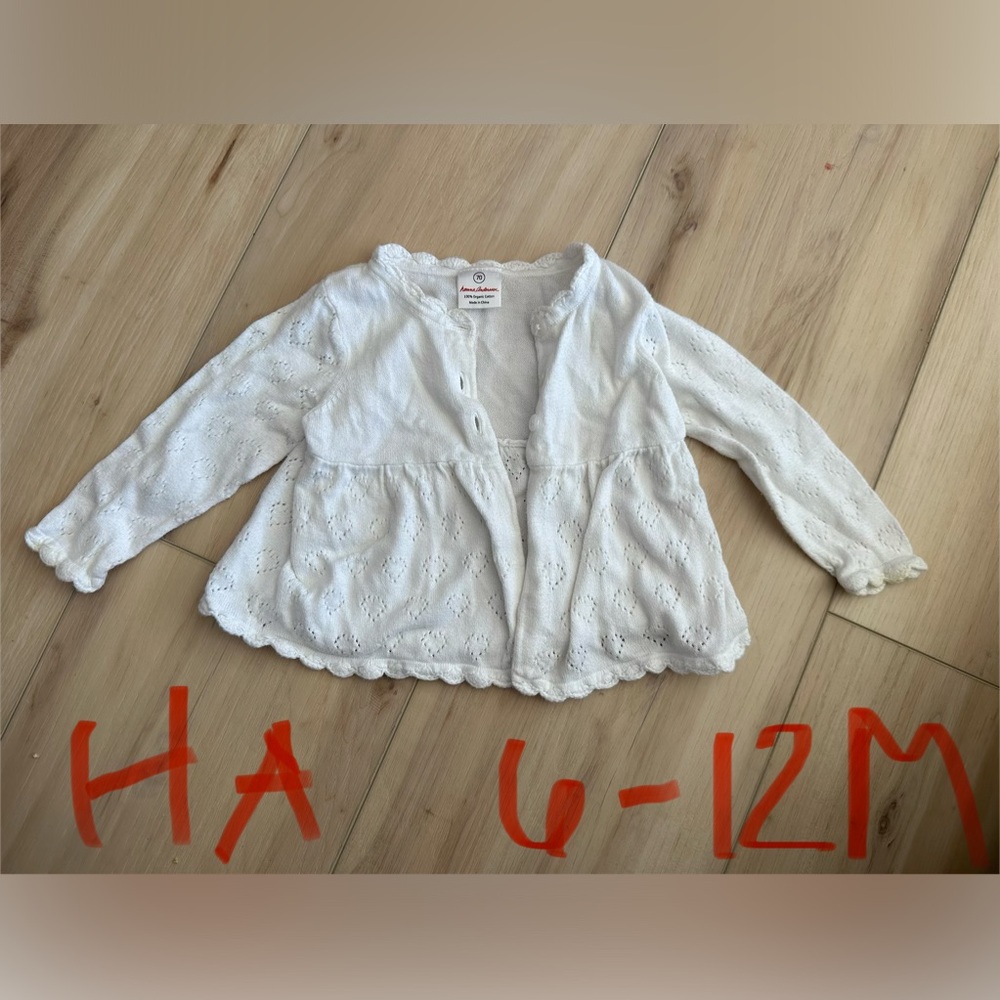 Hanna andersson eyelet white sweater 12m